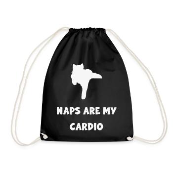 Naps Are My Cardio Cat - Drawstring Bag - black - Front