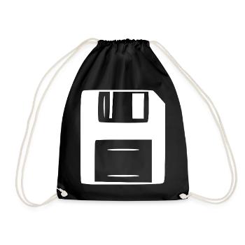 Retro_Vintage_80er_90er_Jahre_Diskette_weiss_Ge - Sac de sport léger - noir - Devant