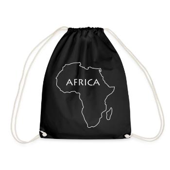 Africa Line Map in Black and White - Drawstring Bag - black - Front