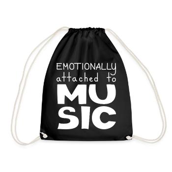 Emotionally Attached To Music, White - Drawstring Bag - black - Front