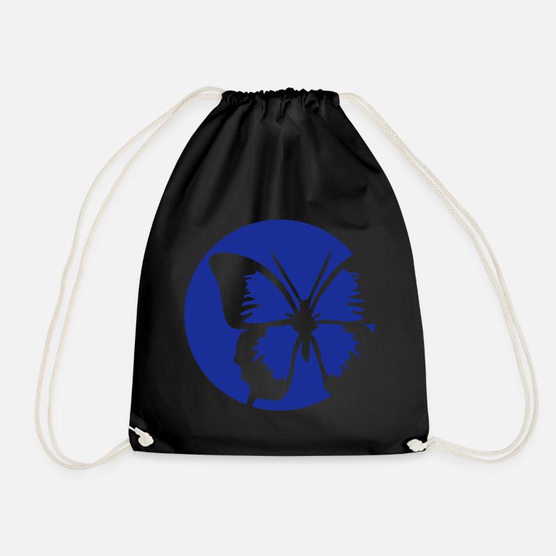 butterflies - Drawstring Bag - black