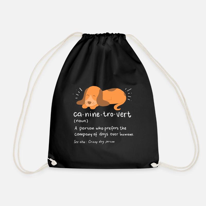 introvert - Drawstring Bag - black