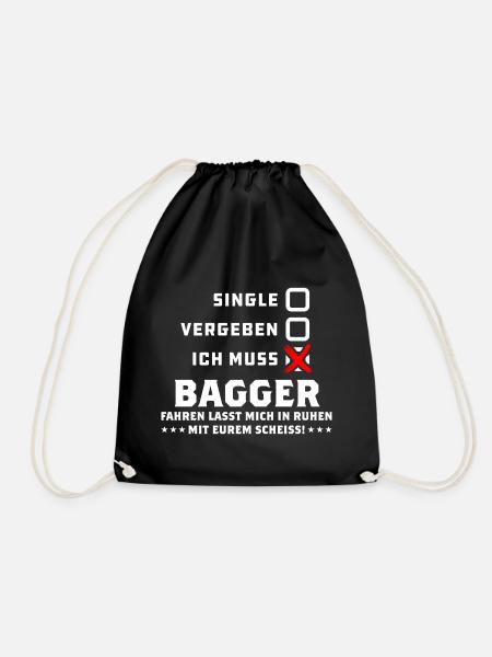 Baggerfahrer T-Shirt - Ich muss Baggerfahren - Turnbeutel - Schwarz
