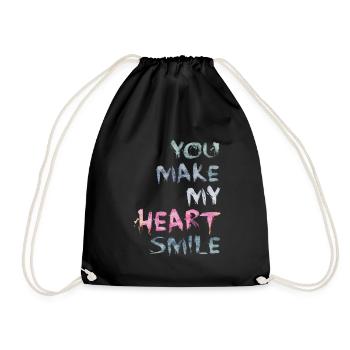 You make my heart smile - Drawstring Bag - black - Front