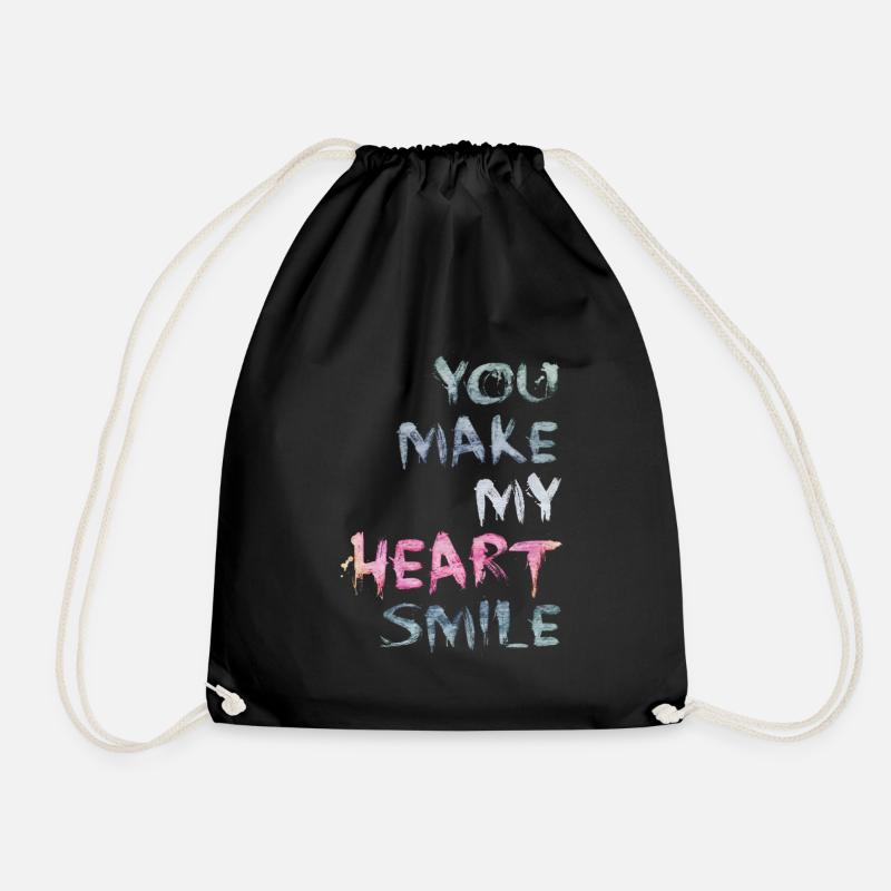You make my heart smile - Drawstring Bag - black