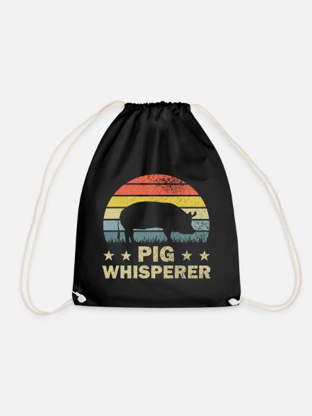 Pig Pigs - Drawstring Bag - black