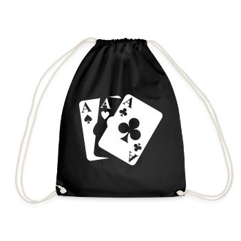 playing cards - Drawstring Bag - black - Front
