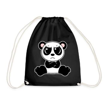 Cute panda is annoyed - Drawstring Bag - black - Front