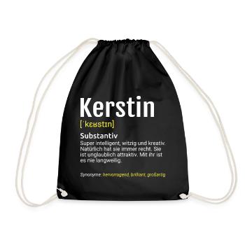 Kerstin Name Definition - Turnbeutel - Schwarz - Vorne