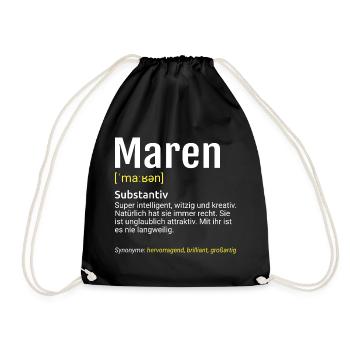 Maren Name Definition - Turnbeutel - Schwarz - Vorne