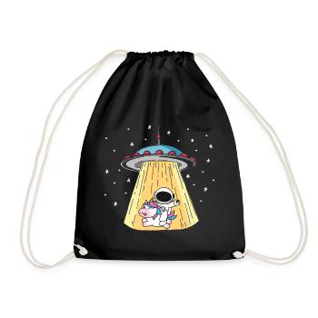 Alien UFO with unicorn and astronaut motif - Drawstring Bag - black - Front