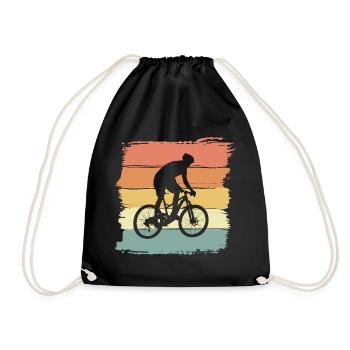 Biking retro vintage. Cycling mountain biking. - Drawstring Bag - black - Front