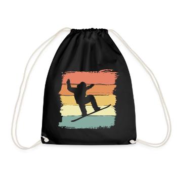 Snowboarding mit Snowboard retro vintage - Turnbeutel - Schwarz - Vorne