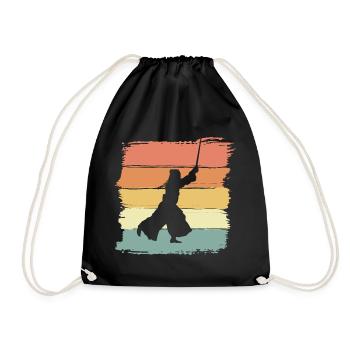 Kendo martial arts vintage retro - Drawstring Bag - black - Front