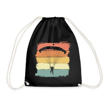 Skydiving vintage retro paraglider - Drawstring Bag - black - Front
