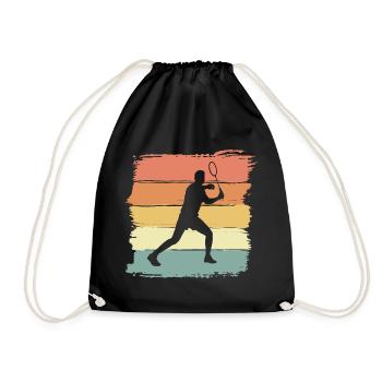 Badminton Retro Vintage Badminton Gift - Drawstring Bag - black - Front