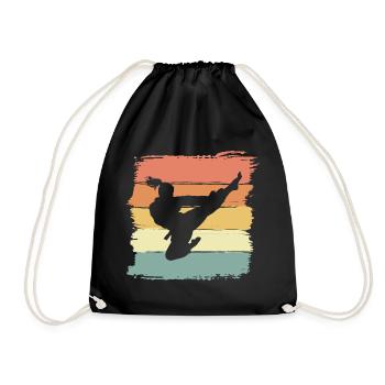 Women Taekwondo Martial Arts vintage retro - Drawstring Bag - black - Front