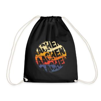 Aachen Germany City Vintage Retro Skyline - Drawstring Bag - black - Front