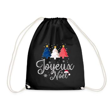 Joyeux Noël Weihnachtsbäume Frankreich Flagge - Turnbeutel - Schwarz - Vorne