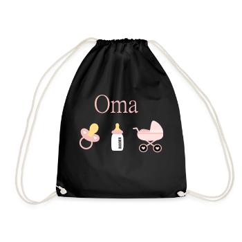 Oma Geburt Mädchen Vorlage personalisierbar - Turnbeutel - Schwarz - Vorne