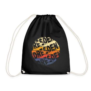 Dresden Germany City Vintage Retro Skyline - Drawstring Bag - black - Front