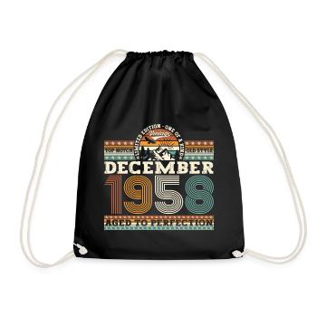 Né en décembre 1958 cadeau de 64e anniversaire - Sac de sport léger - noir - Devant