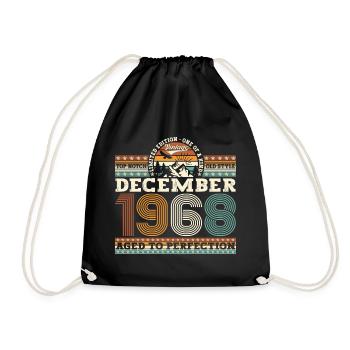Original December 1968 54th Birthday Gift - Drawstring Bag - black - Front
