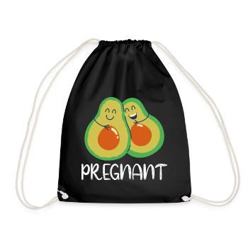 Pregnant Schwanger - Avocado Familie - Turnbeutel - Schwarz - Vorne
