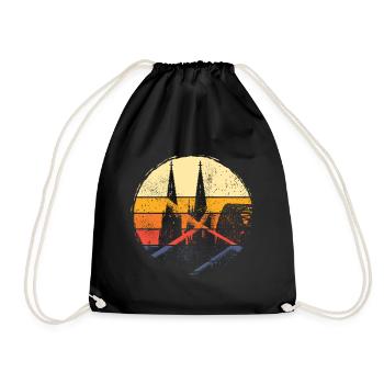 Cologne Germany City Skyline Vintage Retro - Drawstring Bag - black - Front