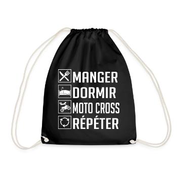 Manger, Dormir, Moto Cross, Répéter - Sac de sport léger - noir - Devant