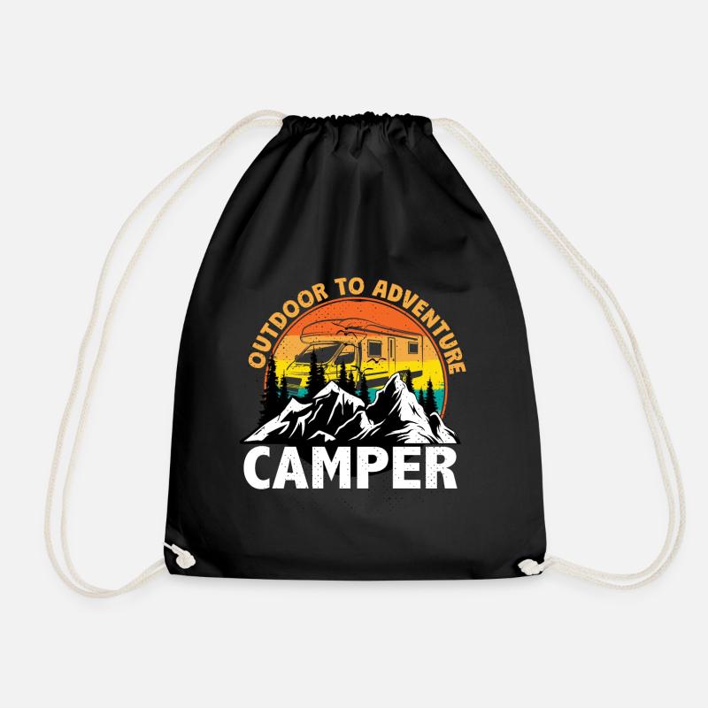 Camper Camping Urlaub Geschenk - Turnbeutel - Schwarz