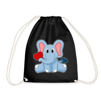 Elefant Herz - Turnbeutel - Schwarz - Vorne