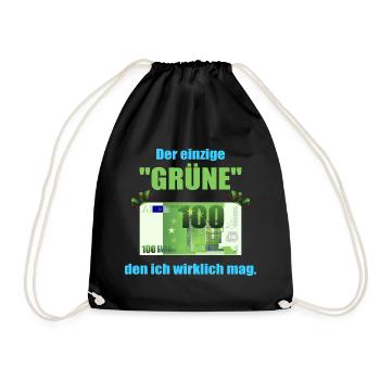 Den Grüne mag ich ! - Turnbeutel - Schwarz - Vorne