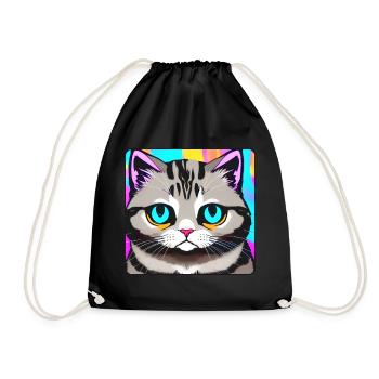 Chat de mauvaise humeur aux couleurs vives - Sac de sport léger - noir - Devant