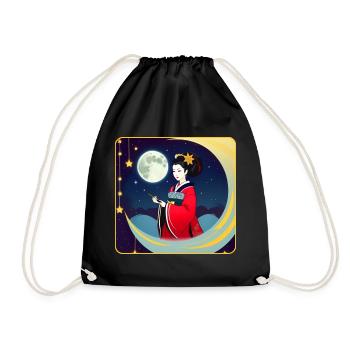 Cute Geisha Traditional Japan Style - Drawstring Bag - black - Front