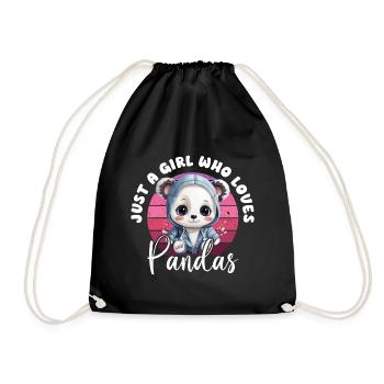 Panda Just A Girl Who Loves Pandas Panda Bear Love - Drawstring Bag - black - Front