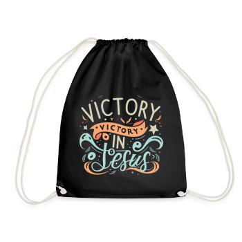 Victory in Jesus – Colorful Design - Drawstring Bag - black - Front