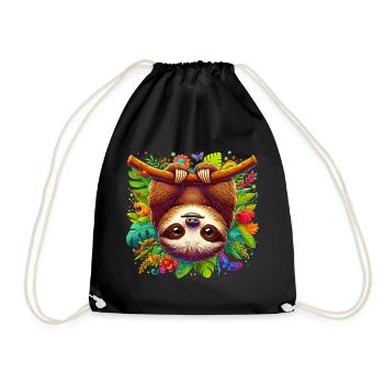 Sloth - Drawstring Bag - black - Front