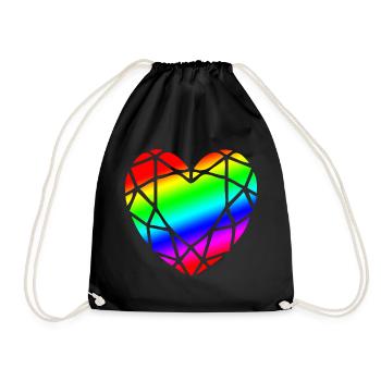 LGBTQ Pride Herz Diamantform - Turnbeutel - Schwarz - Vorne