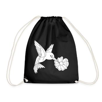 White Foraging Bird - Drawstring Bag - black - Front