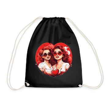 Valentinstag-Outfit für Sie und Sie in Liebe - Turnbeutel - Schwarz - Vorne