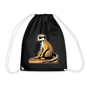 Cute meerkat - Drawstring Bag - black - Front