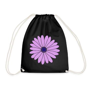 Blume lila Margerite - Turnbeutel - Schwarz - Vorne
