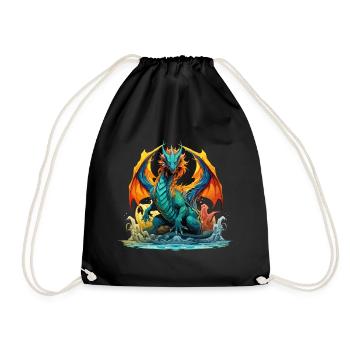 Dragon, Fantasy, Magic, Mysticism, Creature, Fable, Animal - Drawstring Bag - black - Front