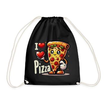 Ich liebe Pizza - Turnbeutel - Schwarz - Vorne