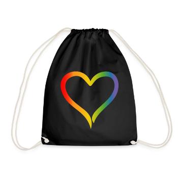 Regenbogen Herz LGBT lgbt tshirt - Turnbeutel - Schwarz - Vorne