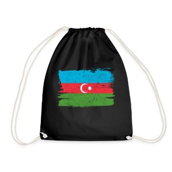 Aserbaidschan Bandiera Aserbaidschanische Flagge Frieden Vintage - Turnbeutel - Schwarz - Vorne