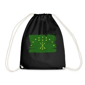 Adighezia Bandiera Adygeja Flagge Frieden Vintage - Turnbeutel - Schwarz - Vorne