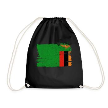 Sambia Bandiera Flagge Frieden Vintage - Turnbeutel - Schwarz - Vorne