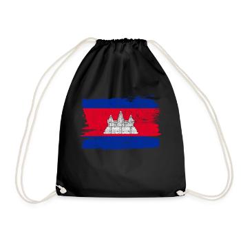 Cambogia Bandiera Cambodge drapeau paix Vintage - Sac de sport léger - noir - Devant